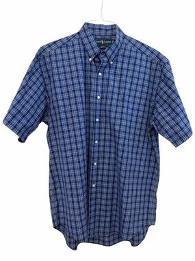 NWOT Ralph Lauren Blake Blue Plaid Short Sleeve Button Down Shirt Large